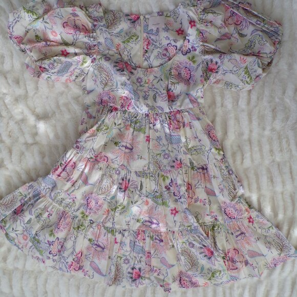 NWT Cinq a Sept floral Pastel puff sleeve dress 4 - Picture 2 of 7